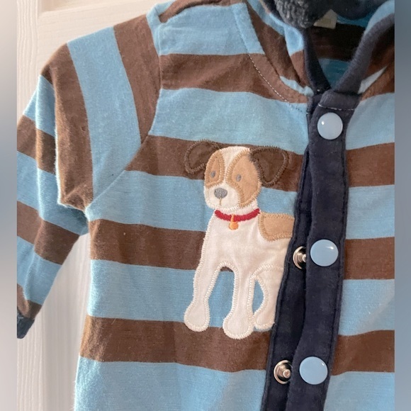 Le Top puppy one piece‎ with footies & hoodie and puppy ears EUC Size 3 months - Picture 4 of 5